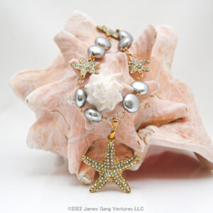 Pave` Starfish and Crystal Coin Pearl Set