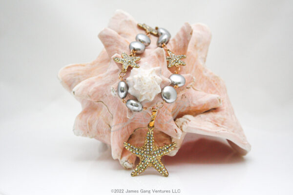 Pave` Starfish and Crystal Coin Pearl Set