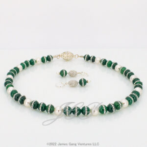 Green Onyx Crystal Bead & Pearl Set