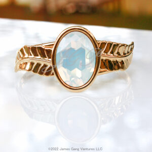 Gold Feather and White Opal Fancy Crystal Cuff