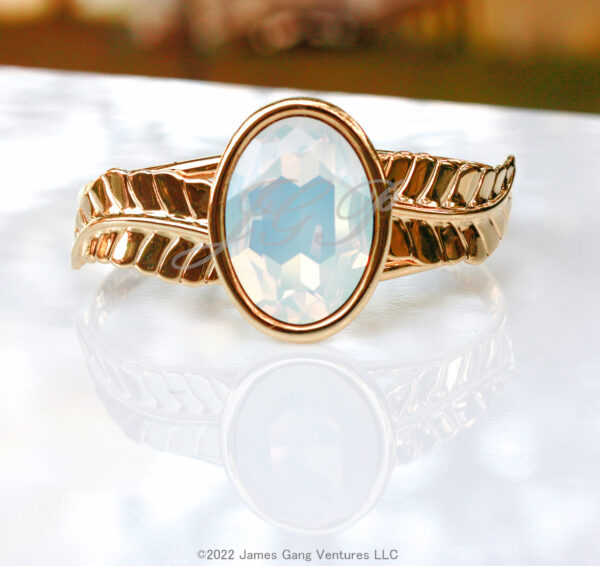 Gold Feather and White Opal Fancy Crystal Cuff