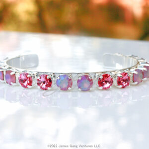 Rose Crystal and Silver Bangle