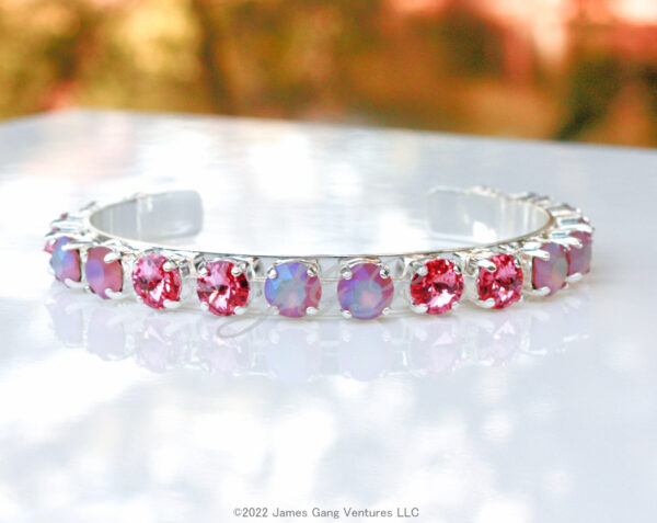 Rose Crystal and Silver Bangle