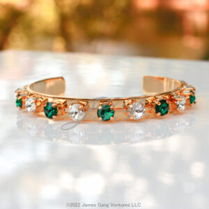 Emerald and Clear Crystal Gold Bangle