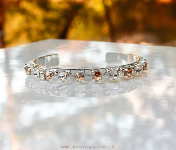 Golden Shadow and Clear Crystal Silver Bangle