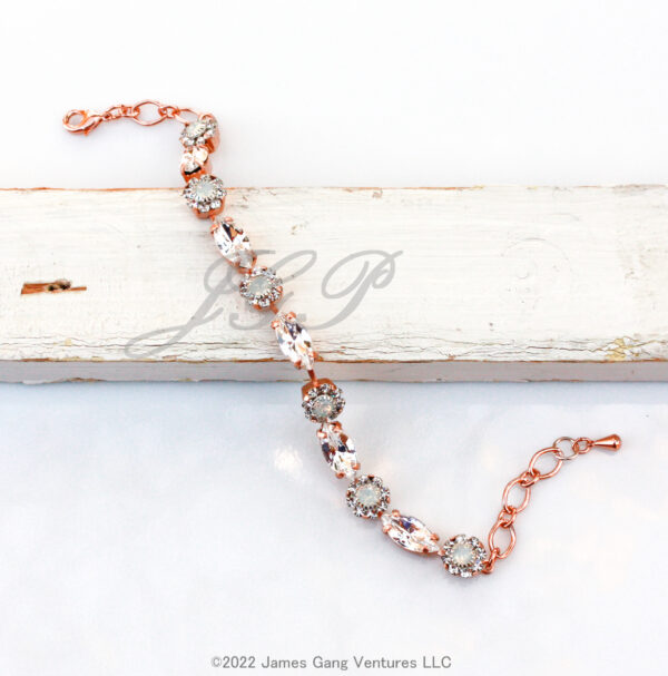 Marquise and Crystal Flower Matte Rose Gold-Plated Bracelet