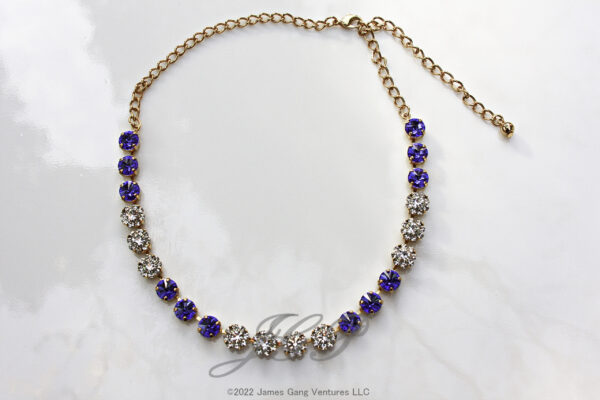 Sapphire Crystals with Crystal Flowers Gold Necklace - Image 2