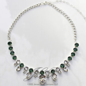 Clear Fancy Pear-Shaped & Emerald Round Crystals Silver-Plated Necklace