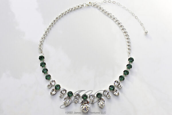 Clear Fancy Pear-Shaped & Emerald Round Crystals Silver-Plated Necklace