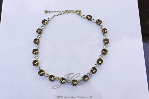 Topaz Fancy Cushion-Cut & Clear Round Crystals Gold-Plated Necklace - Image 2