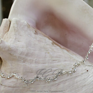 Sterling Silver Leaf-Motif & Clear Crystal Necklace