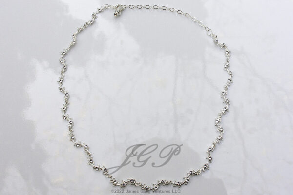 Sterling Silver Leaf-Motif & Clear Crystal Necklace - Image 2