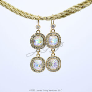 Glacier Blue Cushion-Cut Crystal Drop Gold-Plated Earrings