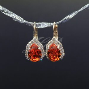 Tangerine Pear-Cut Crystal Gold-Plated Earrings