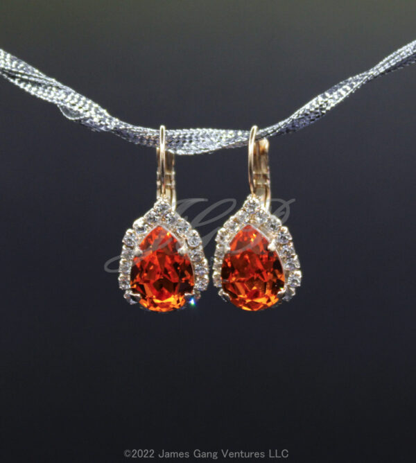 Tangerine Pear-Cut Crystal Gold-Plated Earrings