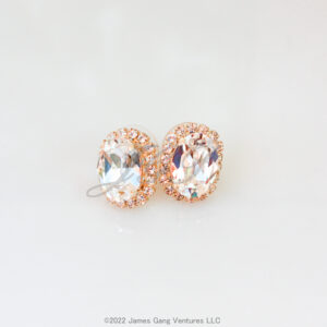 Oval-Cut Clear Crystal Gold-Plated Halo Earrings