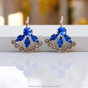 Sapphire & Clear Crystal Fan Silver-Plated Earrings