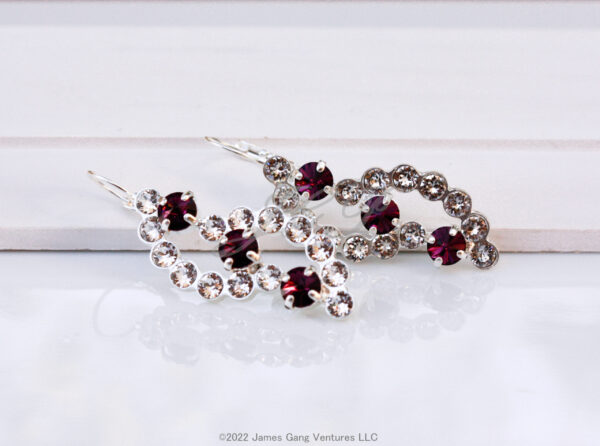 Crescent-Shaped Amethyst Crystal Silver-Plated Earrings