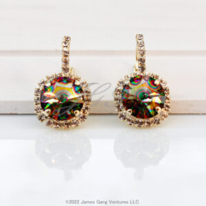 Peacock Eye Crystal Matte Gold-Plated Earrings