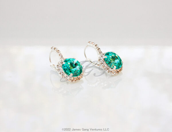 Turquoise Crystal Matte Silver-Plated Earrings