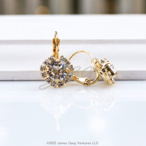 Crystal Halo Set Petite Gold-Plated Earrings