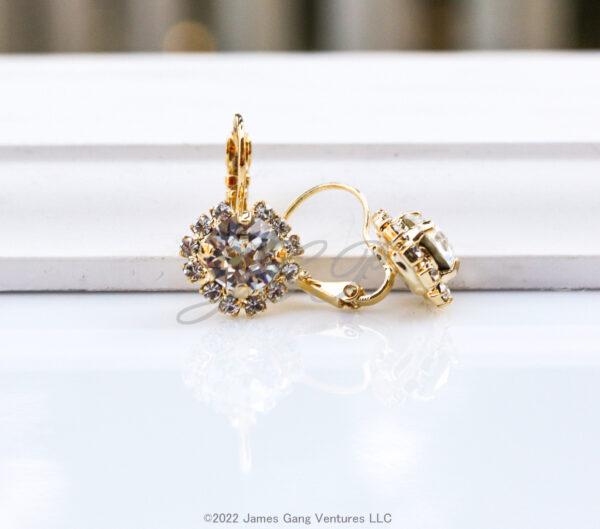 Crystal Halo Set Petite Gold-Plated Earrings