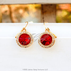 Round Crystal Halo Set Gold-Plated Earrings