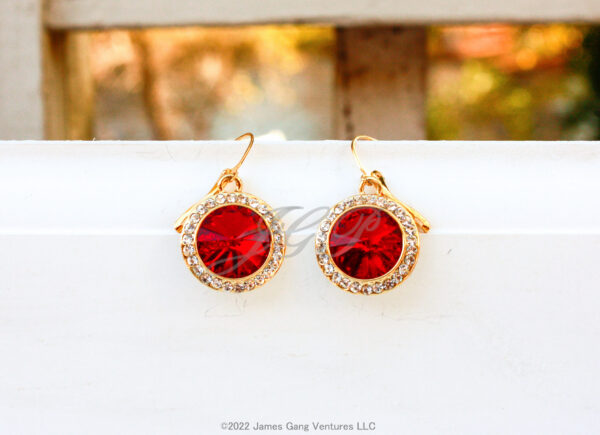 Round Crystal Halo Set Gold-Plated Earrings