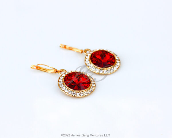 Round Crystal Halo Set Gold-Plated Earrings - Image 2