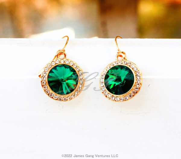 Round Crystal Halo Set Gold-Plated Earrings - Image 4