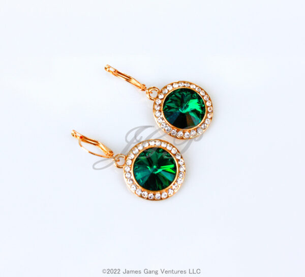 Round Crystal Halo Set Gold-Plated Earrings - Image 5