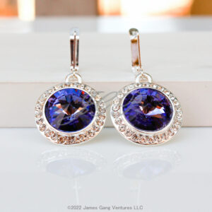 Round Crystal Halo Set Silver-Plated Earrings