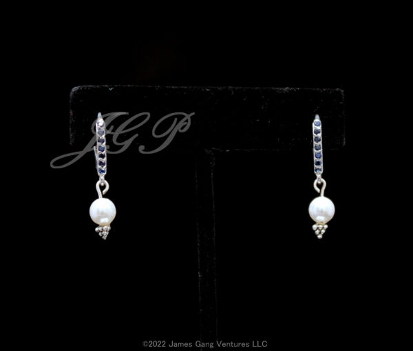 Crystal Pearl and Cubic Zirconia Sterling Silver Earrings - Image 2