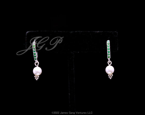 Crystal Pearl and Cubic Zirconia Sterling Silver Earrings - Image 4