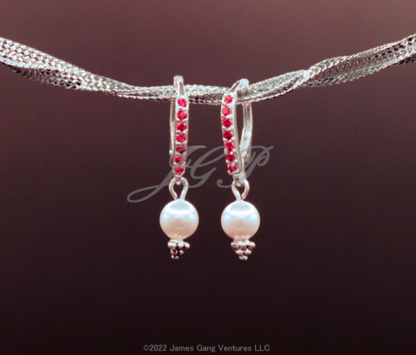 Crystal Pearl and Cubic Zirconia Sterling Silver Earrings - Image 5