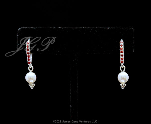 Crystal Pearl and Cubic Zirconia Sterling Silver Earrings - Image 6