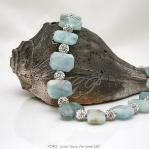 Faceted Aquamarine and Pave` Bead Necklace