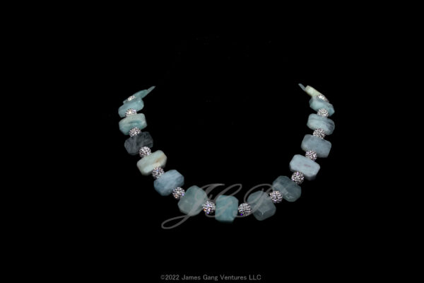 Faceted Aquamarine and Pave` Bead Necklace - Image 3