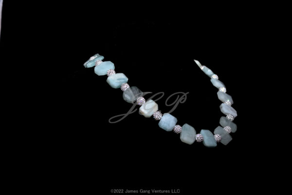 Faceted Aquamarine and Pave` Bead Necklace - Image 4