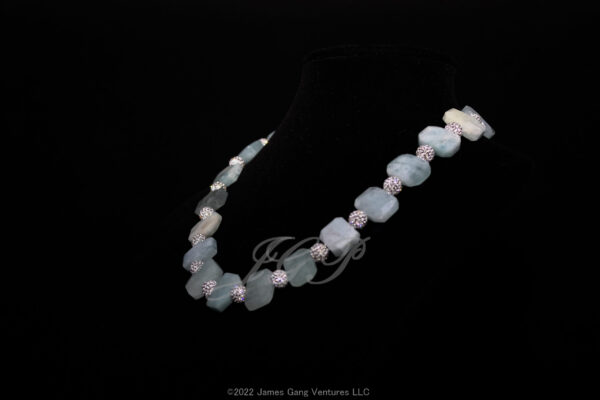 Faceted Aquamarine and Pave` Bead Necklace - Image 5