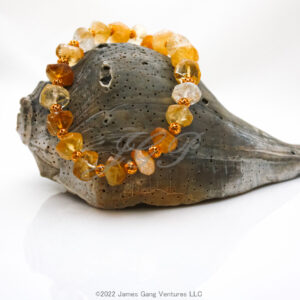 Citrine Nugget and Gold-Plated Filigree Bead Set