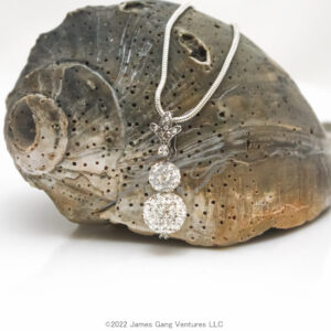 Pave` Bead with Rhinestone Flower Bail Necklace