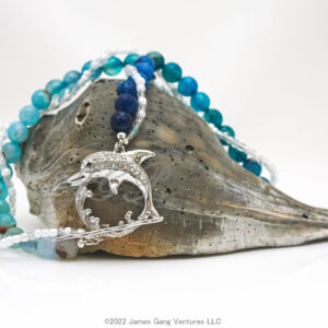 Dolphin Toggle Clasp and Blue Agate Necklace