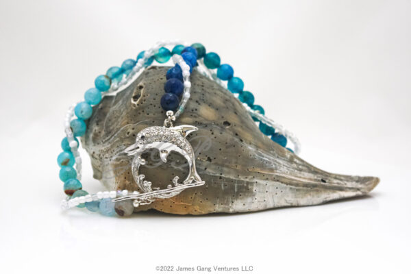 Dolphin Toggle Clasp and Blue Agate Necklace