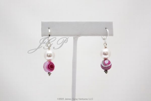 Pink Banded Agate and White Crystal Pearl Set - Image 5