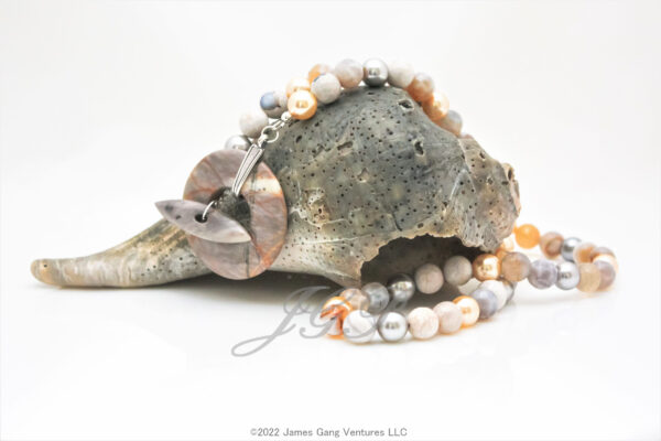 Banded Agate and Crystal Pearl with Picasso Jasper Necklace