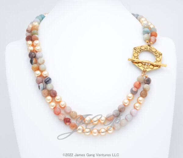 Amazonite and Gold Crystal Pearl Set - Image 2