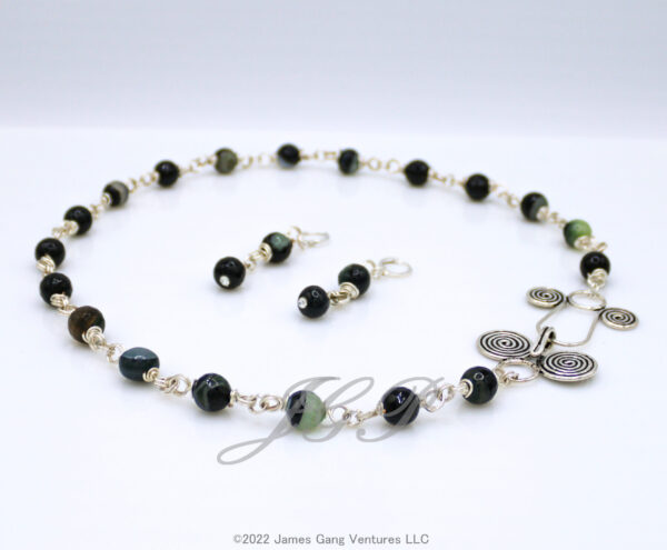 Black & Green Agate Double Loop Set - Image 2