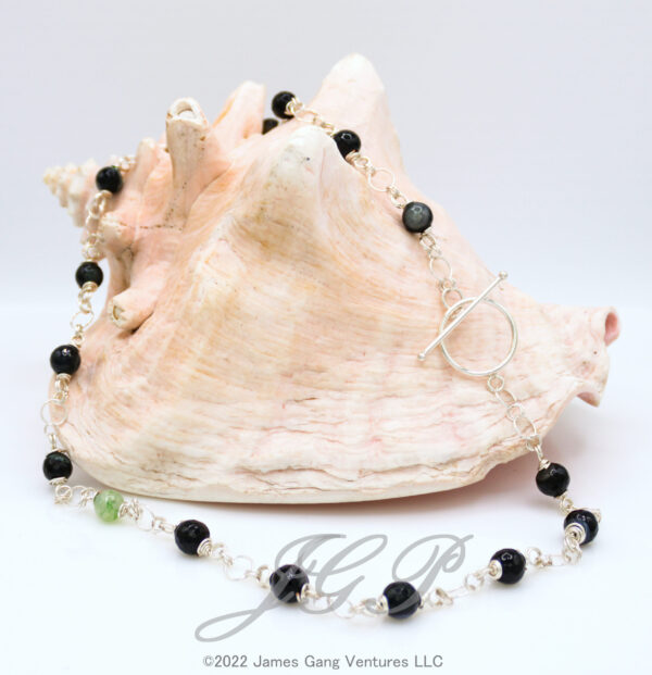 Black & Green Agate Double Loop Necklace