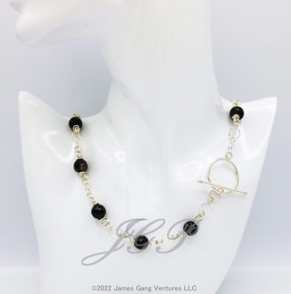 Black & Green Agate Double Loop Necklace - Image 2